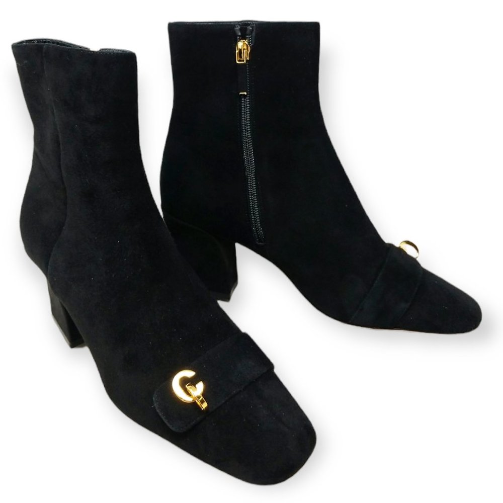 DIOR - C'est Dior - Black Suede Block Heel CD Logo Boot - EU Size 38